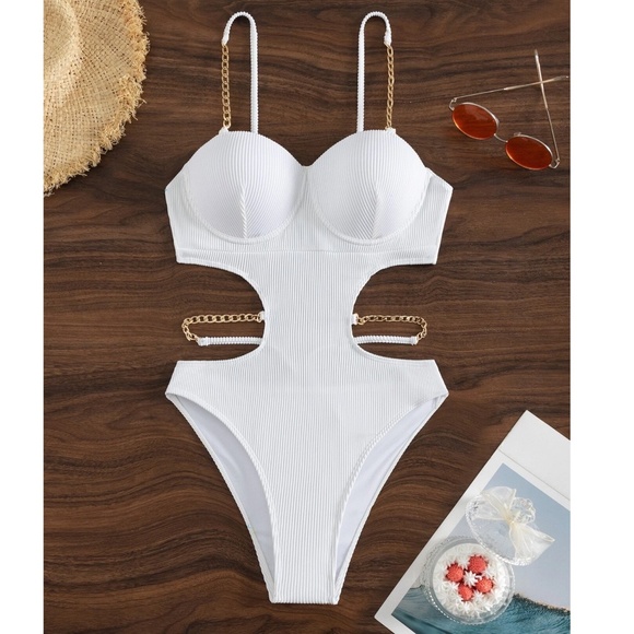 Ribbed Cut out Tie Back Monokini One Piece Swimsuit - Picture 6 of 8